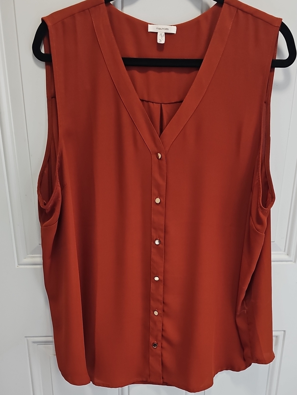 Maurices Burnt Orange Sleeveless V-Neck Button-Front Blouse